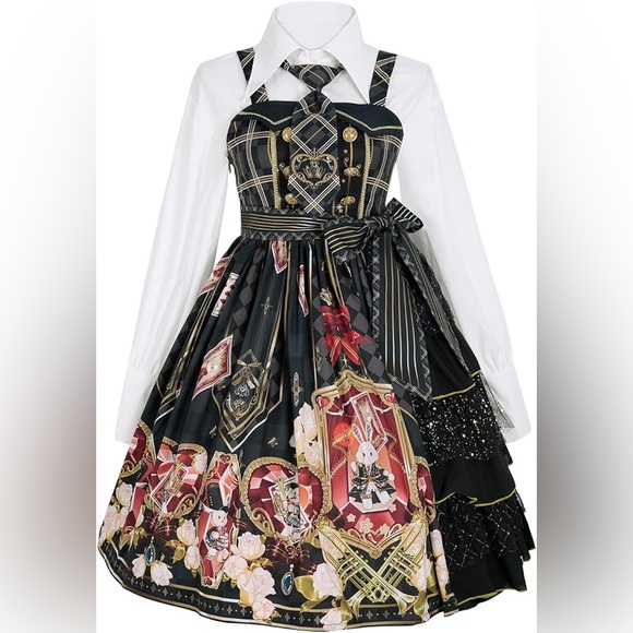 Cat Highness Bunnies Band Multicolors Festival Sweet Lolita JSK Jumper Dress ❤️ - Picture 4 of 12